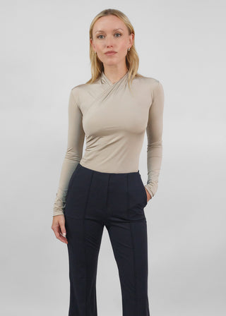 Satin Silhouette Wrap Top Champagne