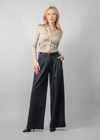 Classic Wide Leg Trouser | Matte Black