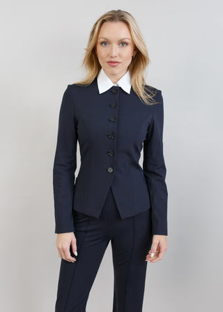 Jewel-Neck Tailored Blazer | Black