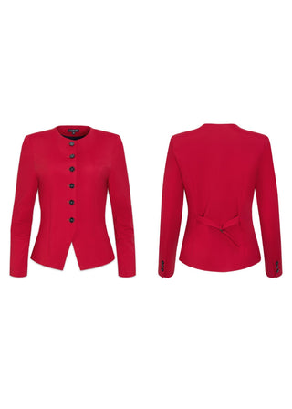 Jewel-Neck Tailored Blazer | Ruby