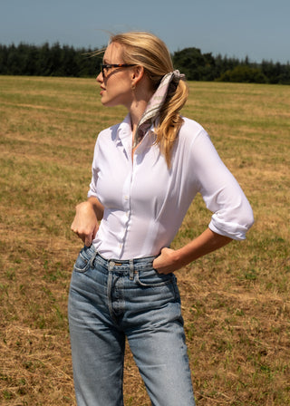 Pleated Blouse | Cloud Lattice white