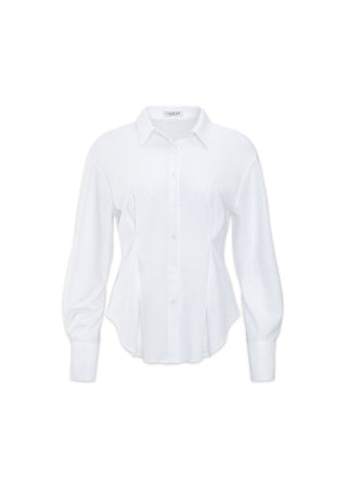 pleated bubble blouse white