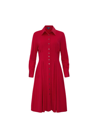Long Sleeve Fit-and-Flare Shirt Dress Luxeire Long Sleeve Fit-and-Flare Shirt Dress Luxeire