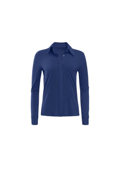 Navy blue long-sleeve shirt on a white background