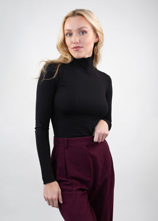 long sleeve ribbed turtleneck black