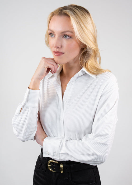 relaxed ribbed button up