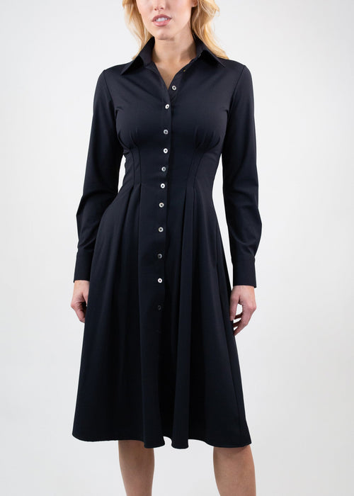 long sleeve fit flare black