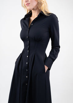 Long Sleeve Fit-and-Flare Shirt Dress
