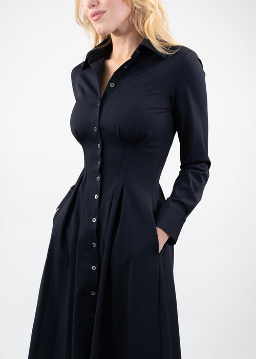 Long Sleeve Fit-and-Flare Shirt Dress