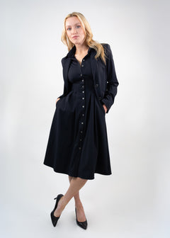 Long Sleeve Fit-and-Flare Shirt Dress