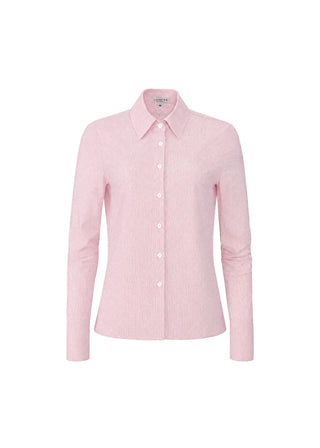 Fine Stripe Tailored Button Up | Red and White
