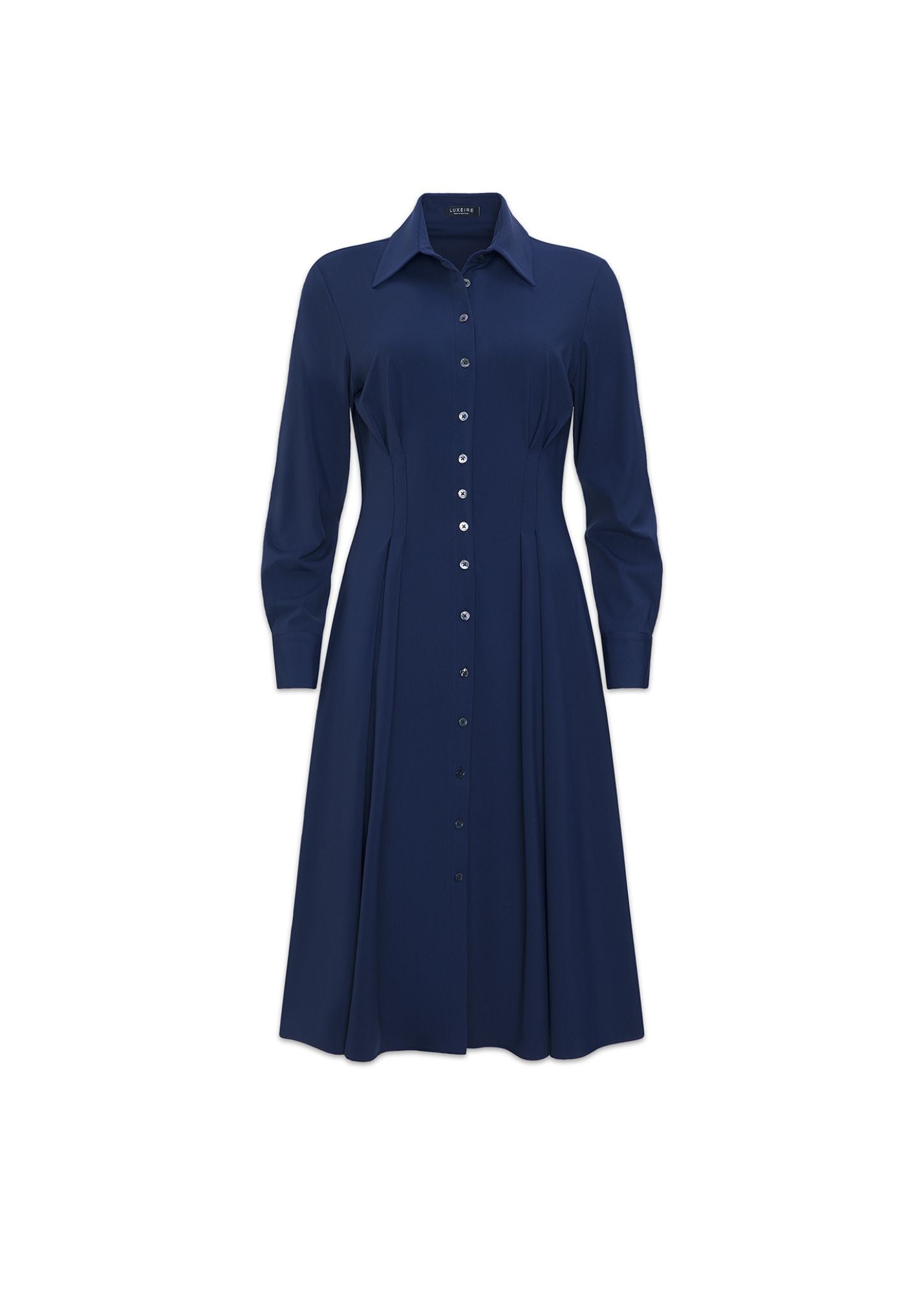 Long Sleeve Fit-and-Flare Shirt Dress – Luxeire Long Sleeve Fit-and-Flare Shirt Dress – Luxeire