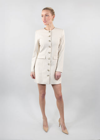 jewel neck coat dress | bisque