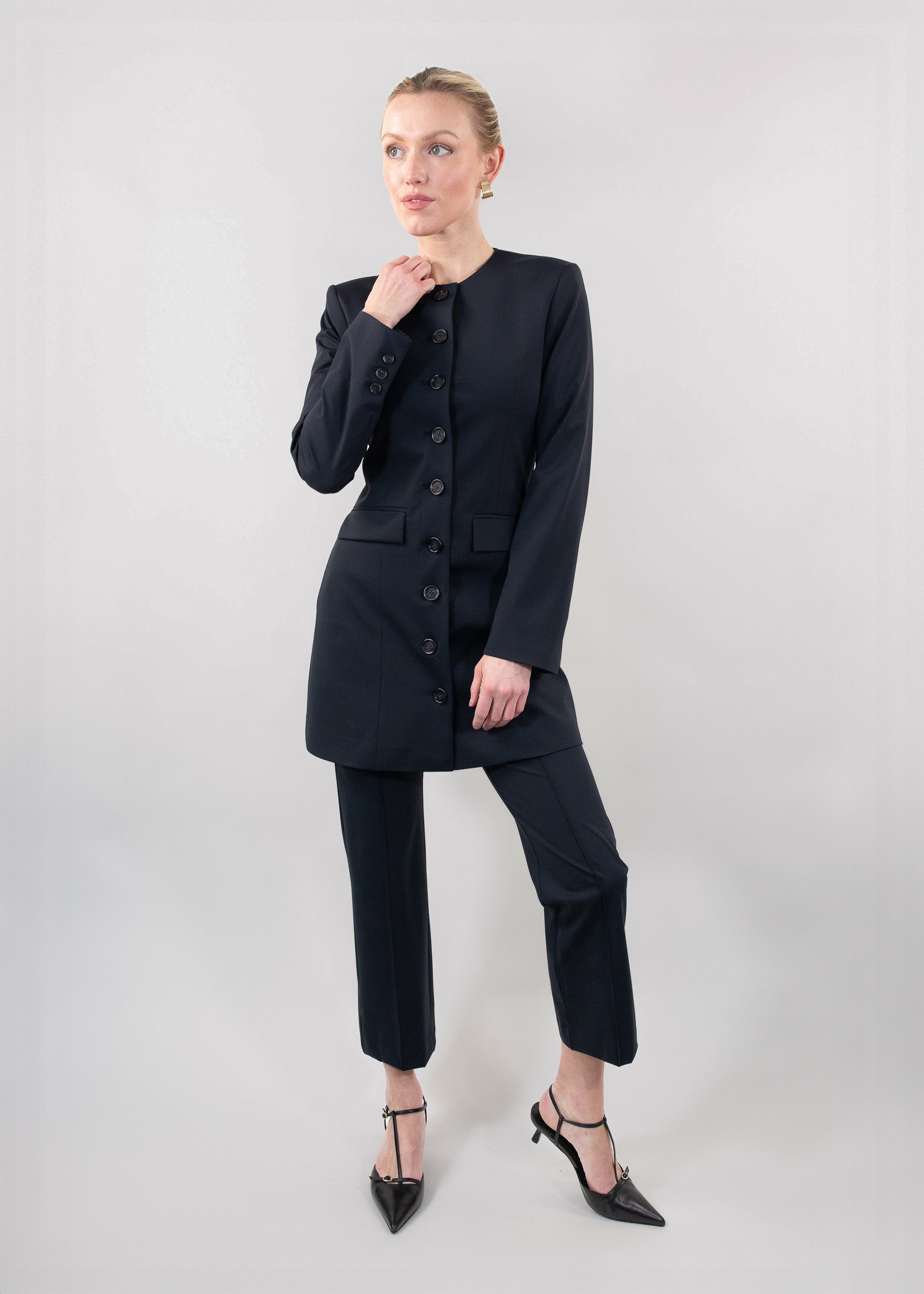 black dress coat women Wool Hooded Vintage Maxi Overcoat for 1839 Black / XS long sleeves Elegant Black Long Wool Coat