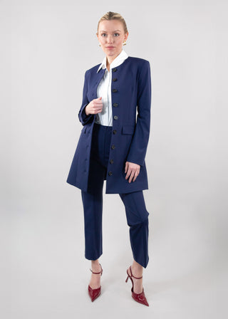 jewel neck coat dress navy