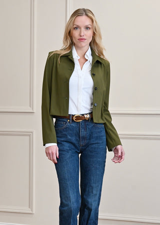 Structured Cropped Jacket | Olive