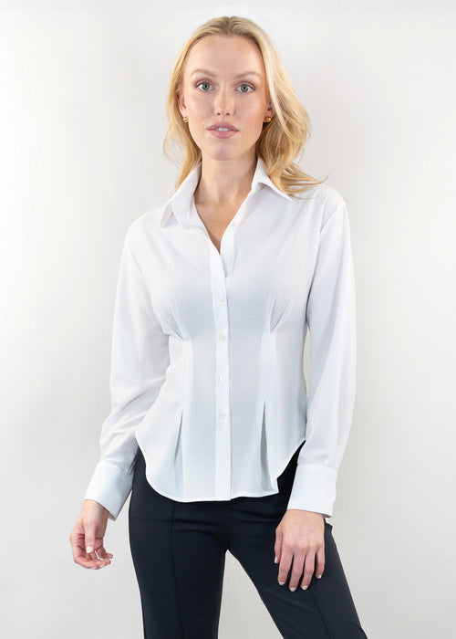 pleated bubble blouse white