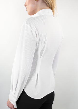 pleated bubble blouse white