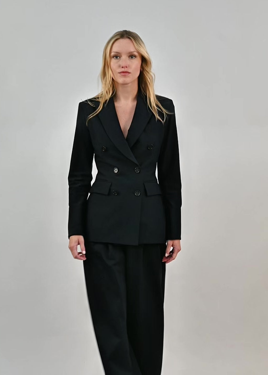 Hourglass Double Breasted Blazer Black video