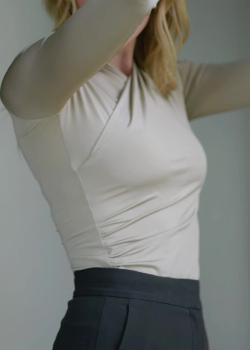Satin Silhouette Wrap Top Champagne 
