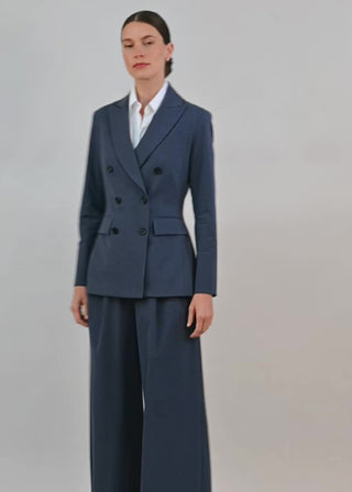Hourglass Double Breasted Blazer Tonal Navy-Gray vidoe