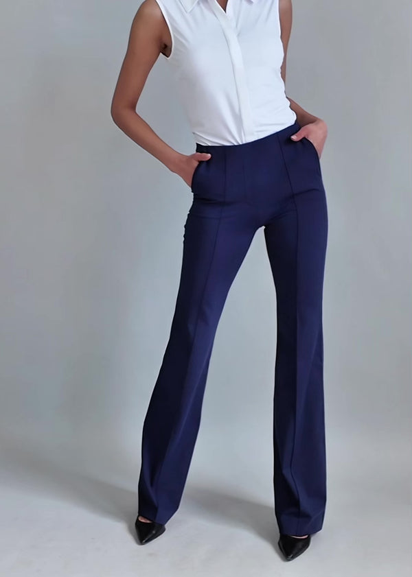 High Rise Flare Trouser Navy