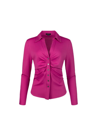 Ruched V-Neck Blouse | Berry