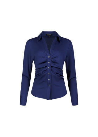 Ruched V-Neck Blouse | Navy