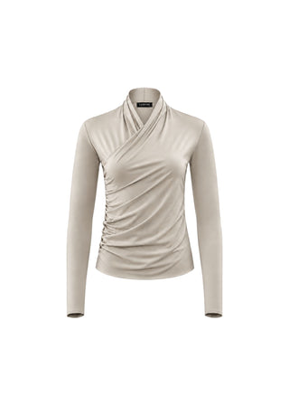 Satin Silhouette Wrap Top Champagne
