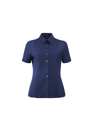Short Sleeve Fitted Blouse | Navy